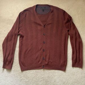 Jos A Bank Reserve Sweater Mens XL Brown Cotton Silk Button Cardigan Grandpacore